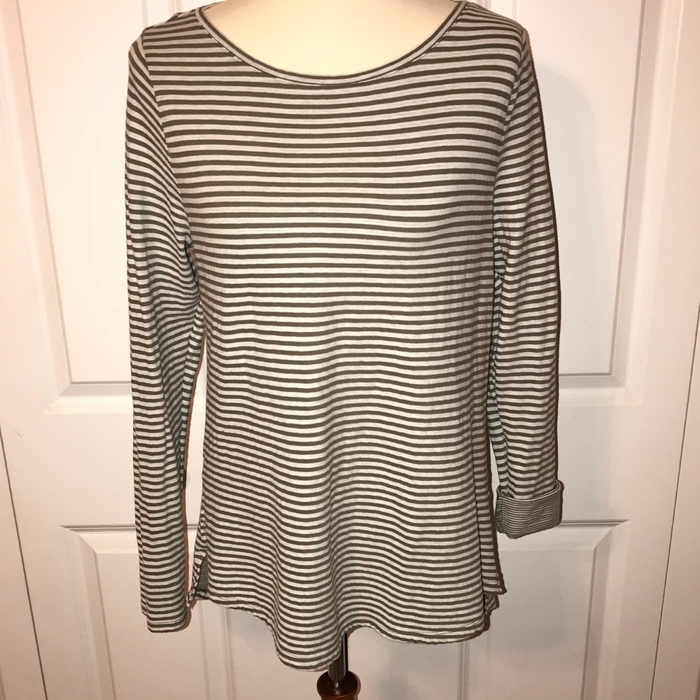 Green and white striped top